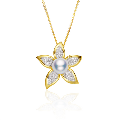 Plumeria Akoya Pearl Pendant/Brooch