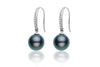 Diamond Hook Black Pearl Earrings