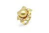 Golden Leaves Gold Pearl Ring